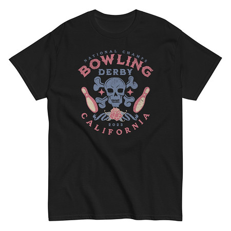 [ID: 438-G276] Bowling Derby Champs - Grunge Skull Unisex Classic Tee