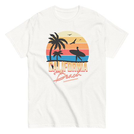 [ID: 438-G312] California Beach - Retro Surf Unisex Classic Tee