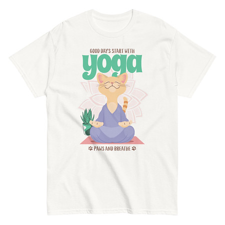 [ID: 438-G339] Cat Yoga - Cute Meditation Unisex Classic Tee