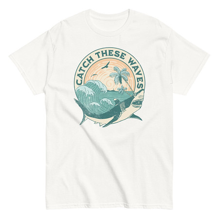 [ID: 438-G345] Catch These Waves Shark  Unisex Classic Tee