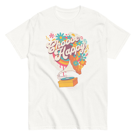 [ID: 438-G370] Choose Happy - Retro Music Unisex Classic Tee