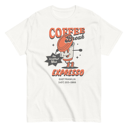 [ID: 438-G394] Coffee Break Cartoon Retro 90s  Unisex Classic Tee