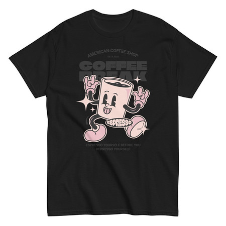 [ID: 438-G395] Coffee Break Mascot Unisex Classic Tee