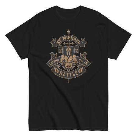 [ID: 438-G484] Defend us in battle - Knight with sword Unisex Classic Tee