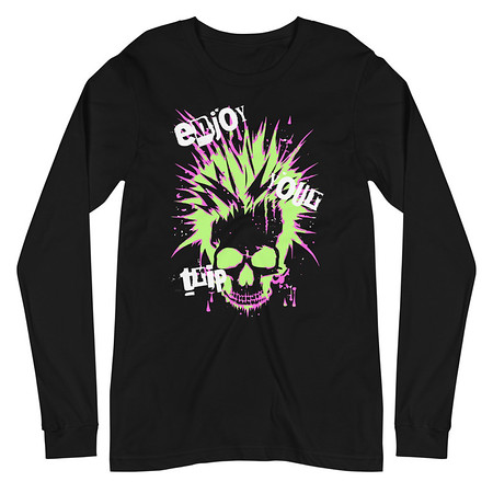 [ID: 356-G3] 'Enjoy Your Trip' Punk Skull Unisex Long Sleeve Tee