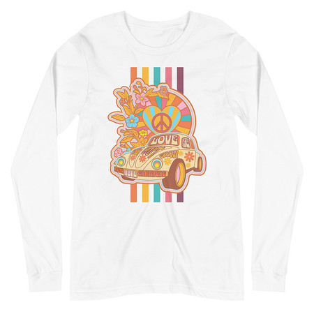 [ID: 356-G10] 60s flower power Unisex Long Sleeve Tee
