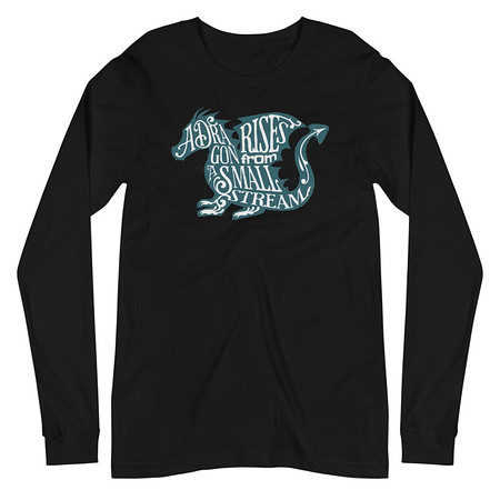 [ID: 356-G16] A Dragon Rises - Typographic Lettering Unisex Long Sleeve Tee