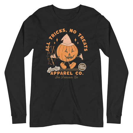 [ID: 356-G47] All Tricks No Treats - Pumpkin Mascot Unisex Long Sleeve Tee