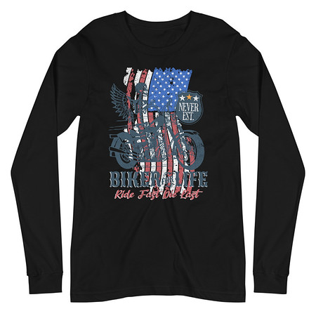 [ID: 356-G65] American Biker for Life Unisex Long Sleeve Tee