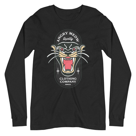 [ID: 356-G84] Angry Meow Clothing Company - Panther Unisex Long Sleeve Tee
