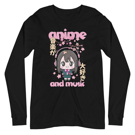 [ID: 356-G86] Anime and Music Unisex Long Sleeve Tee