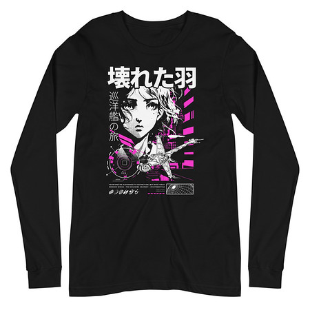 [ID: 356-G87] Anime Broken Wings - Neon Japanese Style Unisex Long Sleeve Tee