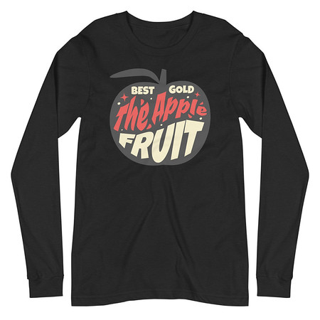 [ID: 356-G97] Apple Fruit - Typographic Lettering Unisex Long Sleeve Tee