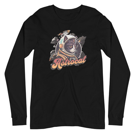 [ID: 356-G108] Astrocat - Retro graphic Unisex Long Sleeve Tee