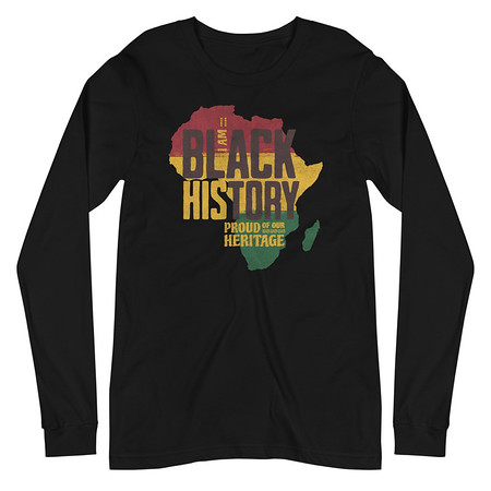 [ID: 356-G217] Black History - Heritage Map Unisex Long Sleeve Tee