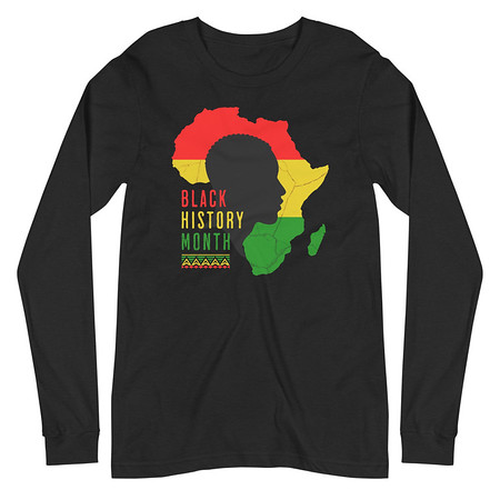 [ID: 356-G221] Black History Month - African Continent Unisex Long Sleeve Tee