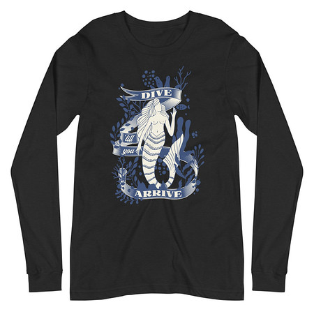 [ID: 356-G241] Blue Mermaid - Nautical Unisex Long Sleeve Tee