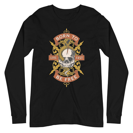 [ID: 356-G259] Born To Be Free - Skull Unisex Long Sleeve Tee