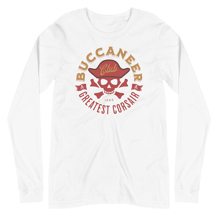 [ID: 356-G293] Buccaneer Club - Pirate Skull Unisex Long Sleeve Tee