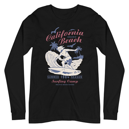 [ID: 356-G313] California Beach Surfing Unisex Long Sleeve Tee