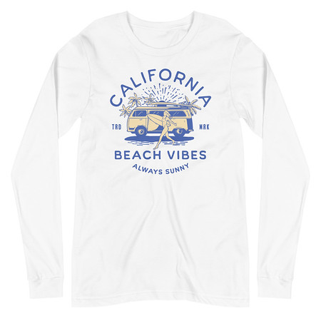 [ID: 356-G314] California Beach Vibes - Retro Camper Van Unisex Long Sleeve Tee