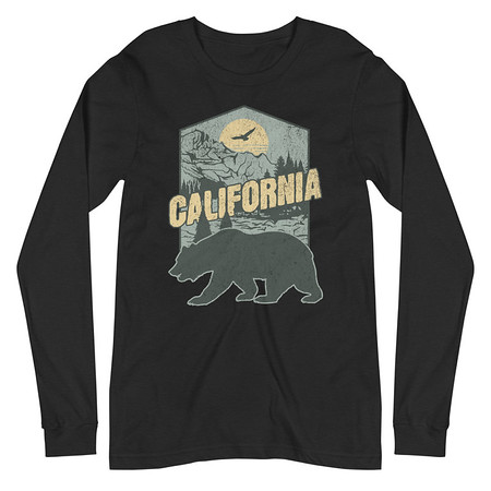 [ID: 356-G315] California Bear - Outdoors Wilderness Camping Hiking Unisex Long Sleeve Tee