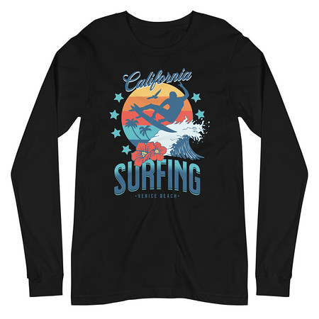 [ID: 356-G318] California Surfing - Palm Beach Unisex Long Sleeve Tee
