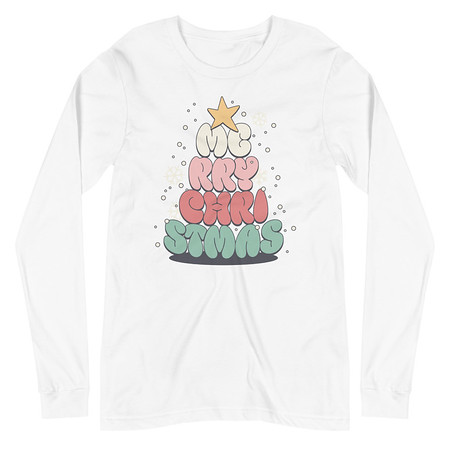 [ID: 356-G334] Cartoony Christmas Tree Unisex Long Sleeve Tee