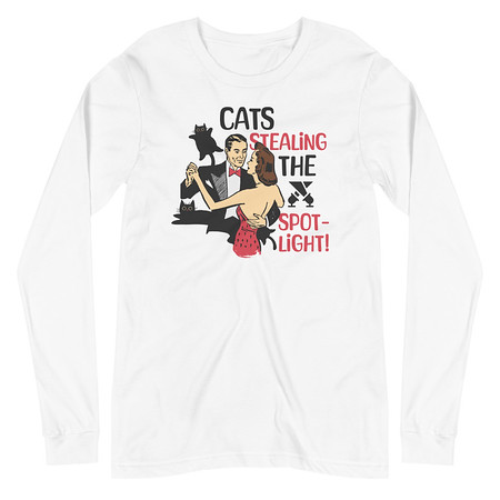 [ID: 356-G348] Cats Stealing the Spotlight Unisex Long Sleeve Tee