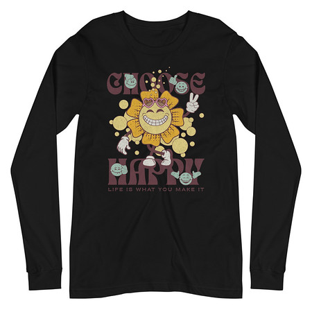 [ID: 356-G371] Choose Happy Unisex Long Sleeve Tee