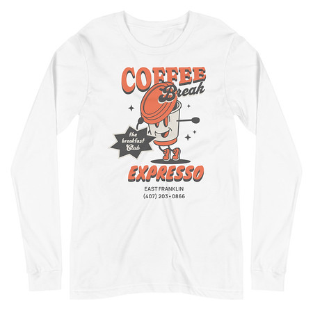 [ID: 356-G394] Coffee Break Cartoon Retro 90s  Unisex Long Sleeve Tee