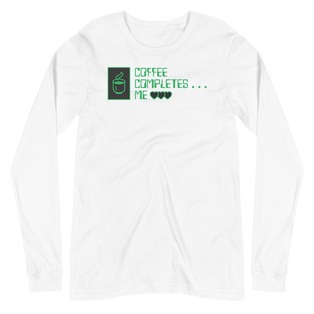 [ID: 356-G397] Coffee Completes Me - Neon Heart Unisex Long Sleeve Tee