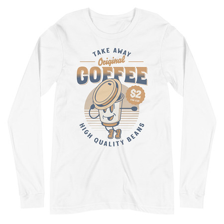 [ID: 356-G398] Coffee Cup - Comics Mascot Unisex Long Sleeve Tee