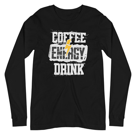 [ID: 356-G400] Coffee Energy Drink - Grunge Bolt Unisex Long Sleeve Tee