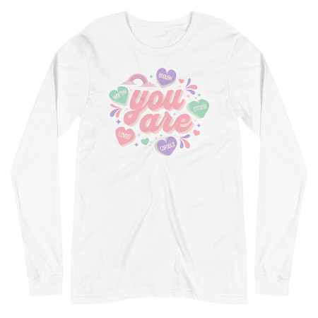 [ID: 356-G411] Colorful Self Love Affirmation - Heart Unisex Long Sleeve Tee
