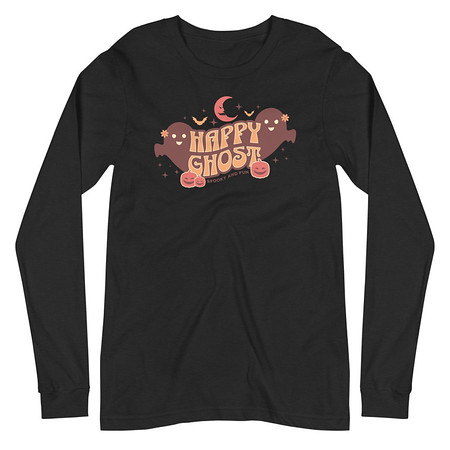 [ID: 356-G452] Cute Happy Ghost Unisex Long Sleeve Tee