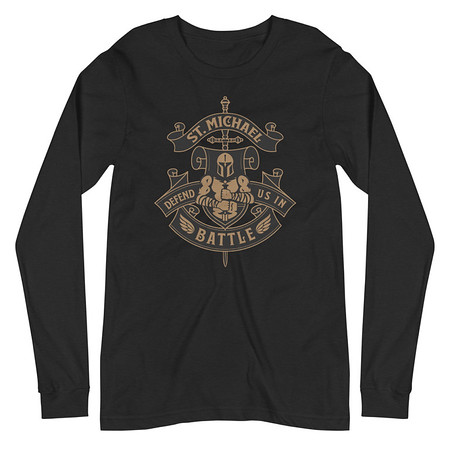 [ID: 356-G484] Defend us in battle - Knight with sword Unisex Long Sleeve Tee