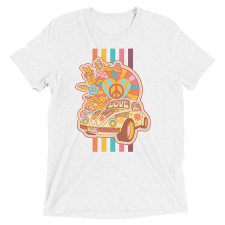 [ID: 162-G10] 60s flower power Unisex Tri-Blend T-Shirt