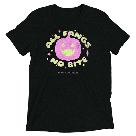 [ID: 162-G44] All Fangs No Bite - Halloween Unisex Tri-Blend T-Shirt