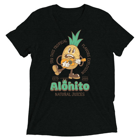 [ID: 162-G54] Alohito Natural Juices - Pineapple Mascot Unisex Tri-Blend T-Shirt