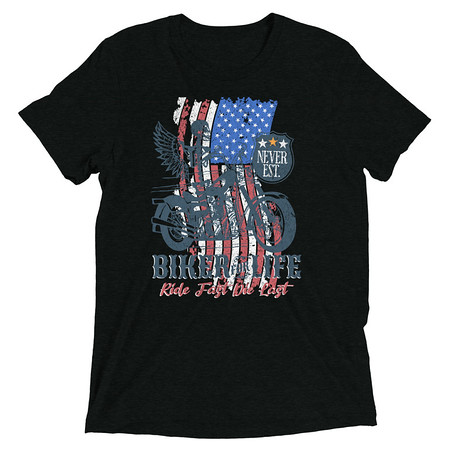 [ID: 162-G65] American Biker for Life Unisex Tri-Blend T-Shirt