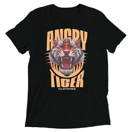 [ID: 162-G85] Angry Tiger - AI Unisex Tri-Blend T-Shirt