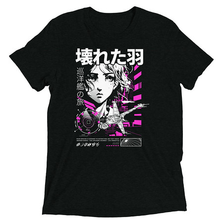 [ID: 162-G87] Anime Broken Wings - Neon Japanese Style Unisex Tri-Blend T-Shirt