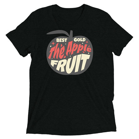 [ID: 162-G97] Apple Fruit - Typographic Lettering Unisex Tri-Blend T-Shirt