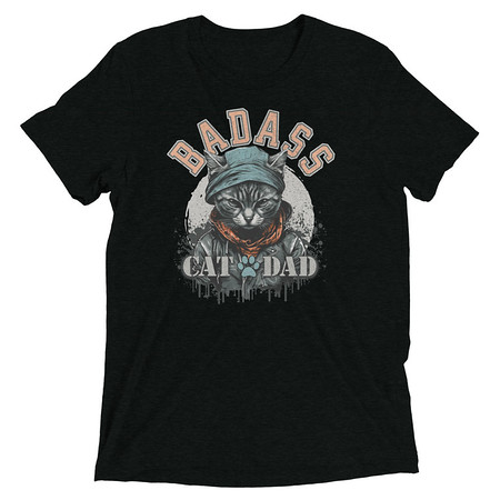 [ID: 162-G129] BADASS CAT DAT Unisex Tri-Blend T-Shirt