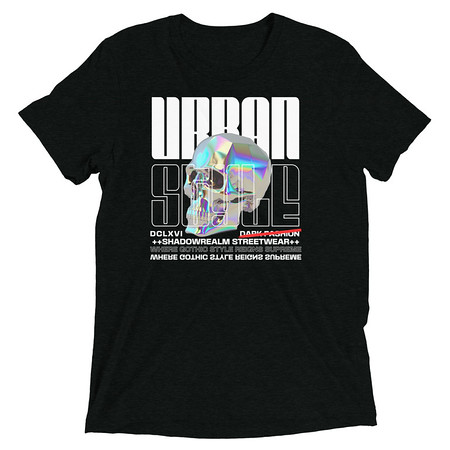[ID: 162-G213] Black 3D Skull Unisex Tri-Blend T-Shirt