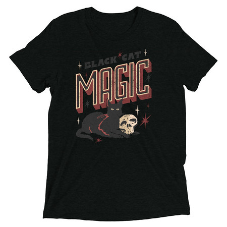 [ID: 162-G214] Black Cat Magic Unisex Tri-Blend T-Shirt