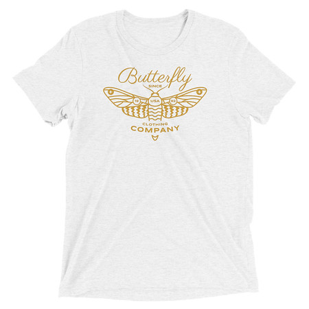 [ID: 162-G240] Blue Butterfly - Minimal Unisex Tri-Blend T-Shirt