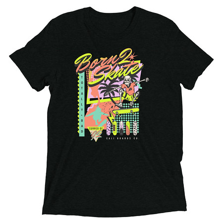 [ID: 162-G256] Born 2 Skate - Retro Skeleton Unisex Tri-Blend T-Shirt