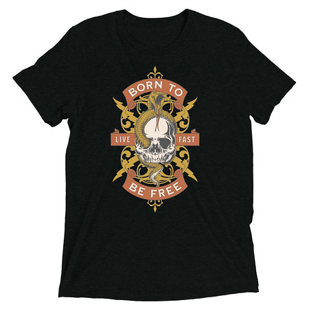 [ID: 162-G259] Born To Be Free - Skull Unisex Tri-Blend T-Shirt